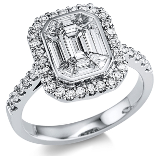 DiamondGroup Diamant Ring 1V919W854-4 Weißgold 750/- (18Kt.) 47 Brillanten 1,450 ct. tw/vvsi EAN 4063949358942